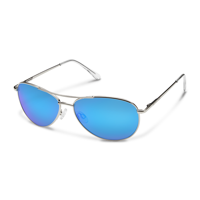 Suncloud Patrol Sunglasses Silver / Polarized Blue Mirror