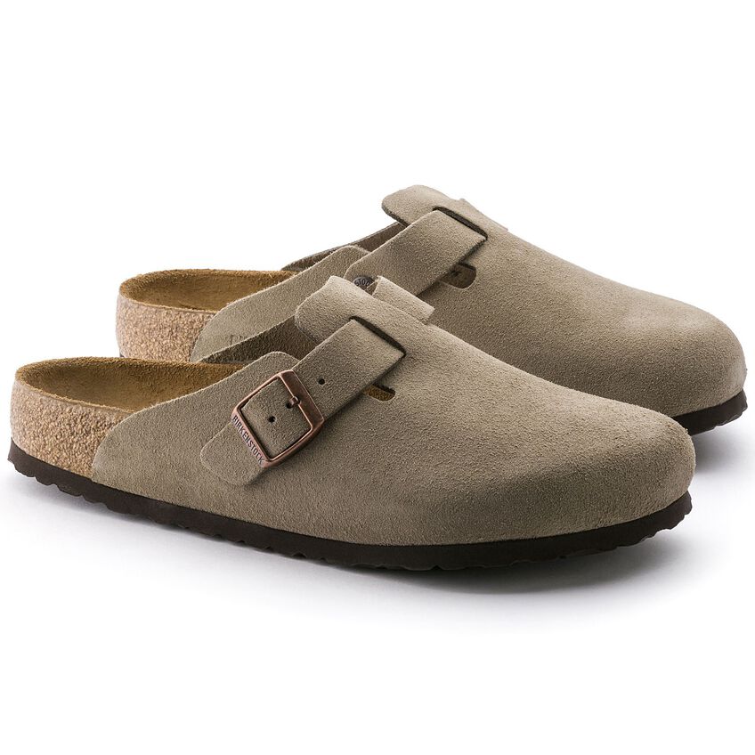 Birkenstock Boston Soft Footbed Suede Leather Regular - Taupe