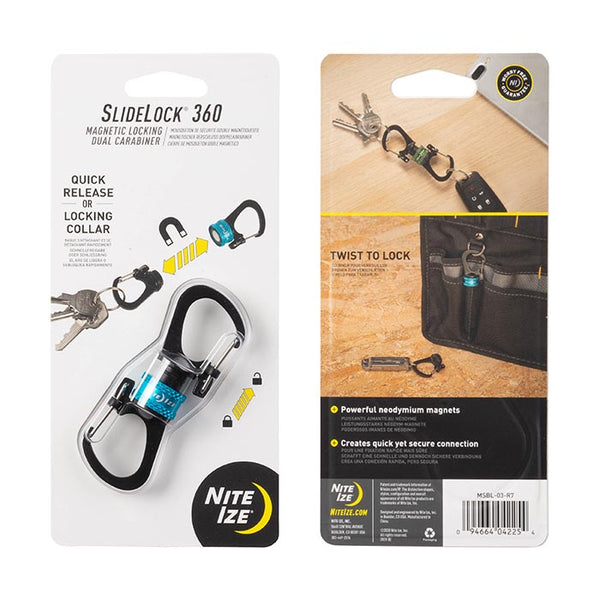 Nite Ize SlideLock 360 BlueGrey Magnetic Locking Dual Carabiner NEW